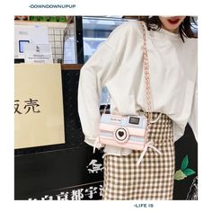 Dreamy Pastel Aesthetic Small Camera Purse with long chain size: L20cm*W6cm*H13cm (±1-2cm) 8" x 2.2" x 5.2" Main Material: PU Kawaii Multicolor Rectangular Shoulder Bag, Cute Rectangular Phone Bag For School, Cute Rectangular School Phone Bag, Harajuku Style Pink Rectangular Shoulder Bag, Pink Retro Shoulder Bag As Gift, Trendy Pink Portable Phone Bag, Retro Pink Shoulder Bag As Gift, Kawaii Camera, Photo Kawaii