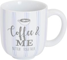 a coffee mug with the words coffee and me on it