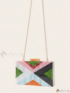 Bird in Bag - Exquisite Acrylic Evening Bags: Stunning Colorful Panelled Clutch Bags for Ladies, Perfect for Weddings, Parties, and Elegant Dinners Multicolor Rectangular Evening Bag For Parties, Multicolor Handheld Evening Bag For Gift, Multicolor Handheld Evening Bag As Gift, Multicolor Clutch Shoulder Bag For Wedding, Multicolor Handheld Bag For Formal Occasions, Multicolor Pouch Evening Bag For Gift, Multicolor Pouch Evening Bag As Gift, Multicolor Rectangular Box Bag For Party, Multicolor Rectangular Evening Shoulder Bag