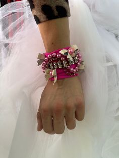 This is handmade by my best friend who specializes in making one of a kind pieces of costume jewelry. She uses all genuine Swarovski Crystals! For more info message me or look at my IG: Upcycled_Couture Barbie Bracelet, Barbie Music, Pink Barbie, My Best Friend, Bracelet Handmade, Hand Sewn, Handmade Bracelets, Costume Jewelry, Best Friend