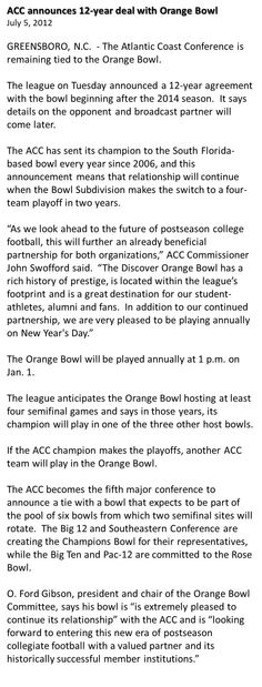 an ad for the orange bowl is shown in black and white, with text on it