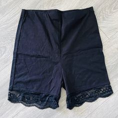 Vintage Lace Biker Shorts. Great Condition Missing Tag C High Waist Cotton Stretch Biker Shorts, High Waist Cotton Biker Shorts, Black Stretch Cotton Biker Shorts, Fitted High Waist Cotton Biker Shorts, High Waist Fitted Cotton Biker Shorts, Fitted High-waist Cotton Biker Shorts, Black Cotton Biker Shorts For Summer, Spring Black Cotton Biker Shorts, Black Cotton Biker Shorts For Spring