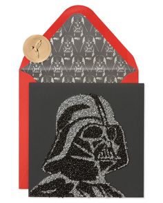 a star wars themed card with a darth vader image on the front and back