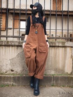 Lasaky - Stylish Monochrome Jumpsuit with High Waist and Casual Dungaree Design Korean Street Fashion Casual, Bodycon Tank Dress, Utility Jumpsuit, Solid Color Jumpsuits, Balloon Pants, Bodycon Jumpsuit, Swaggy Outfits, Casual Attire, Korean Street Fashion