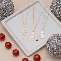 "★ WELCOME TO SWANJEWELRYUS ★ 925 Sterling Silver Snowman Necklace, 14K Gold Plated Christmas Necklace ★ SwanJewelryUS Best Quality Jewelry are perfect gift for your loved ones or just for yourself! ★ Item Details ★ ★Handmade item Materials: 925K Sterling Silver, 14K Gold Plated ★ Finish: Silver, Gold ★ Chain style: Cable ★ Adjustable length ★ Style: Minimalist ★ Ecological product ★ Style 1: Height X Width: 23mm X 15mm  ★ Style 2: Height X Width: 20mm X 18mm   ★ Chain Lengths: \"12+2 inch - 30+5 cm, \"14+2 inch - 35+5 cm, \"16 inch - 40 cm, \"18+2 inch - 45+5 cm, \"20+2 inch - 50+5 cm, \"22+2 inches - 55+5 cm ★ (+2 inches extender for each product to help if you want to adjust the product) ★ Wear it daily or for a night out, either way your SwanJewelryUS will complete your style. ★ How To Sterling Silver Round Necklace For Christmas, Holiday Sterling Silver Necklace, Silver Necklaces For Winter Holidays, Sterling Silver Necklaces For Christmas, Christmas Sterling Silver Jewelry, Round Christmas Necklace As Gift, White Round Christmas Necklaces, Christmas Gift Necklace, Personalized Christmas Jewelry For Holidays