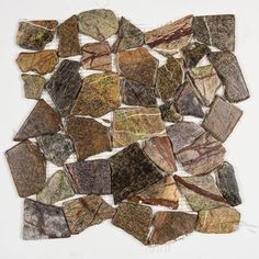 Stone Mosaics - Forest Mix - Flat Stone Pebble Tile Pebble Mosaic Tile, Custom Mosaic Tile, Bathrooms Showers, Pebble Color, River Pebbles, Tile Mosaics, Pebble Tile, Diy Backsplash, Flat Stone