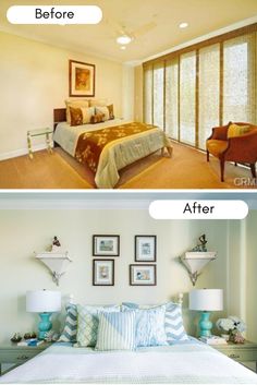 before and after pictures of a bedroom makeover