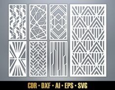 Geometric Futuristic Panel Templates SVG. 7 vector files, for laser cut. Modern Futuristic Room Divider SVG. Decorative Panel DXF These decorative panels can decorate any room - guest room, children's room, entrance hall, kitchen, etc. It is ideal to divide the room into different areas, for example, in a restaurant, in an office or in a shopping center. They can also decorate the railings on the stairs. Room dividers turning a room into multi-use spaces with separation and privacy. It's also a Metal Room Divider, Laser Cut Box