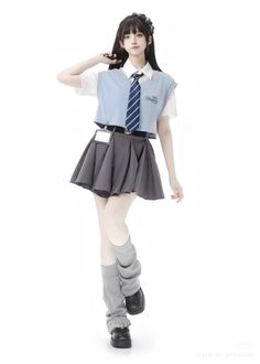 Reference Poses Clothes, Pose References For Drawing, Yearbook Photoshoot, Punk Street Style, Yuru Yuri, Uniform School, Grunge Coquette, Female Pose, Female Pose Reference