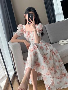 Shipping: Worldwide Express Shipping AvailableDelivery time: 7-15Days Fast ShippingReturns: Fast refund, 100% Money Back Guarantee. Korean Summer Fashion, فستان زهري, Chiffon Floral Dress, Korean Fashion Summer, Korean Summer, Floral Chiffon Dress, Fairy Party, Chiffon Floral, Womens Floral Dress