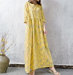 Women maxi dress linen dress maxi long dress elegant dress | Etsy Yellow Flowy Long Dress, Casual Printed Tunic Maxi Dress, Casual Tunic Maxi Dress For Spring, Casual Long One-size Dress, Casual Long Free Size Dresses, Green Free Size Dresses For Spring, Red Free Size Dress For Spring, Flowy Long Yellow Dresses, Long Flowy Yellow Dress