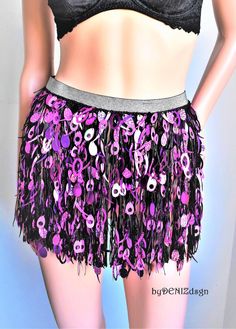 Purple Sequin Fringed Skirt Mix Sequin Festival Skirt | Etsy Purple Sequined Party Skirt, Fitted Purple Sequin Skirt, Multicolor Belly Dance Skirt For Festivals, Bohemian Party Bottoms With Fringe, Bohemian Fringe Bottoms For Party, Rave Style Mini Skirt For Party, Bohemian Party Skirt, Bohemian Skirt For Party, Pink Rave Bottoms For Party