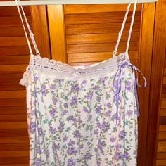 Vintage 2000s Victoria’s Secret Lavender Floral Dress With Lace Snd Purple Bow Detailing And A Ruffled Hem Bottom Size Large Has Adjustable Straps. Coquette Girly / Cottage Core White Victoria's Secret Loungewear Dress, Victoria's Secret White Loungewear Dress, Victoria's Secret White Lounge Dresses, White Victoria's Secret Dress For Loungewear, Lavender Floral Dress, Girly Cottage, Lavender Dress, Purple Bow, Lavender Floral