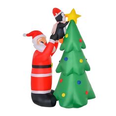 inflatable christmas tree with santa and star