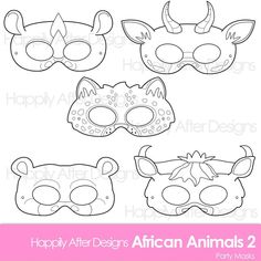 three masks with the words happy aff designs african animals 2