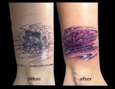 the before and after pictures show how tattoos can be changed to look like they are being worn