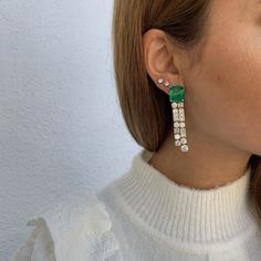 New in! Beautiful double drop earrings made from lab made square emeralds with round & princess cut cz diamonds Emerald Earrings, Cz Diamond, Sterling Earrings, Princess Cut, Pear Shaped, Sterling Silver Earrings, Emerald, Lab, Diamonds