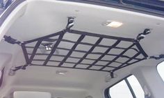 the inside of a vehicle with metal bars