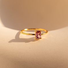 Feminine Pink Wedding Rings, Dainty Pink Sapphire Promise Ring, Elegant Pink Gold Birthstone Promise Ring, Pink Fine Jewelry For Everyday, Everyday Fine Pink Jewelry, Pink Fine Jewelry Promise Ring, Elegant Pink Gemstone Ring, Elegant Pink Birthstone Promise Ring, Elegant Pink Birthstone Ring For Promise