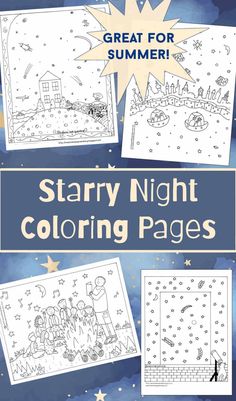 starry night coloring pages for kids to color and learn how to draw them with the stars