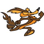 an orange and brown cartoon character running with its arms spread out to the side,