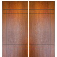 Pair of 80 Tall Modern Mahogany Flush Exterior Doors with 2 Sets of Horizontal Grooves Grooves Design Wall Exterior, Modern Door Design, Flush Door Design, Flush Door, Main Entrance Door Design, Mahogany Doors, Doors Interior Modern, Laminate Doors, Bedroom Door Design