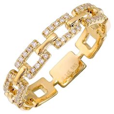 This unique link ring features round brilliant natural diamonds set in 14 karat white gold. It is a size 6.5 but can be resized upon request. Measurements: Width approximately 3.75mm Link Ring, Round Diamond Setting, Yellow Gold Bangle, Contemporary Ring, Linking Rings, Gold Link, Gold Band Ring, 14k Gold Ring, Classic Ring