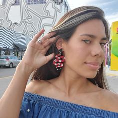 Unleash your wild side with our Red Coral Snake Stud Dangles, a perfect way to bring a bit of daring and mystery to your everyday style. 🐍❤️✨ 🐍 Design: Intriguing hand-painted Red Coral Snake earrings, encapsulating the allure and mystery of these magnificent creatures. 🌳 Material: Sustainable, lightweight Baltic Birch wood. 🎨 Colors: Bold shades of red, white, and black, mirroring the vibrant hues of red coral snakes. 📏 Size: Approximately 3 inches in length, designed to be lightweight and Trendy Red Drop Earrings, Trendy Red Dangle Jewelry, Red Summer Party Jewelry, Artsy Drop Earrings, Red Artsy Drop Earrings, Artsy Red Dangle Jewelry, Trendy Red Festival Jewelry, Handmade Bold Jewelry For Party, Hand Painted Jewelry For Festival