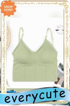 Women Tube Top Bra U Shaped Bra Sports Fitness Fashion Street Comfortable Camisole Top Sporty Green Tops With Built-in Bra, Green Sleeveless Sports Bra With Built-in Bra, Casual Green Sports Bra With Built-in Bra, Green Cotton Tank Top With Built-in Bra, Green Camisole Crop Top With Built-in Bra, Green Tops With Built-in Bra For Spring, Gym Tops With Medium Bust Support For Summer, Seamless Tank Sports Bra For Spring, Casual Sports Bra With Stretch And Wide Straps