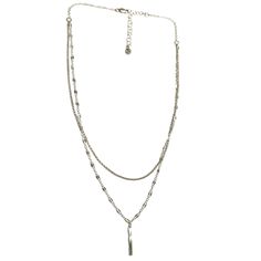 Layer your necklaces like a professional with Poppy! This combo of the stunning Teresa and Hilary chains with .75" bar charm make it effortless. Pro Tip: Want it longer? Grab one of our necklace extenders to add 2.25." Add more layers, with no tangling, with the necklace layering clasp. We love to add the Danni Connection Necklace as a top layer. Minimalist Metal Charm Necklace With Double Chain, Minimalist Double Chain Metal Charm Necklaces, Minimalist Double Chain Metal Charm Necklace, Minimalist Multi-strand Metal Layered Necklace, Everyday Metal Charm Necklace With Double Chain, Everyday Metal Charm Necklaces With Double Chain, Silver Chain Necklaces For Layering, Sterling Silver Double Strand Chain Necklace, Sterling Silver Double Chain Necklace