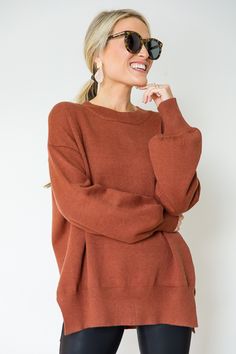 This "Winslow Sweater" is an essential for fall. The slouchy shape features dropped shoulders, side vents, and ribbed edges. Versatile Fall Sweater With Ribbed Neckline, Oversized Sweater With Ribbed Neckline, Oversized Ribbed Knit Top For Layering, Fall Soft Knit Top For Everyday, Oversized Knit Top With Ribbed Neckline, Soft Knit Everyday Top For Fall, Ribbed Solid Sweater For Fall, Solid Ribbed Sweater For Fall, Relaxed Fit Knit Top With Ribbed Neckline For Fall