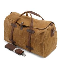 Waxed Canvas Duffle Bag, Wax Canvas, Canvas Duffle Bag, Canvas Travel Bag, Waterproof Travel Bag, Leather Weekender Bag, Luggage Bags Travel, Crossbody Bags For Travel, Leather Duffle Bag