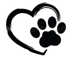 Heart with Paw Print Tattoo Design