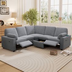 a living room scene with focus on the sectional sofa