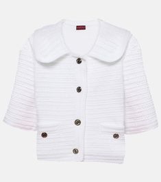 Cotton crochet cardigan in white - Gucci | Mytheresa Gucci Long Sleeve Cream Outerwear, Casual Gucci Cardigan For Work, Gucci Cotton Outerwear For Spring, Gucci Cotton Spring Outerwear, Casual Gucci Sweater For Work, Classic White Gucci Outerwear, Gucci Cotton Outerwear With Pockets, Gucci Cream Long Sleeve Outerwear, Gucci Long Sleeve Cardigan For Work