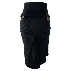 For Sale on 1stDibs - TheRealList presents: a black form-fitting Gucci skirt, designed by Tom Ford. From the Fall/Winter 2003 collection, this black midi skirt features a high Gonna Midi, Gucci By Tom Ford, Gucci Skirt, Flounce Skirt, Stretch Skirt, Black Midi Skirt, Black Midi, Tom Ford, The Fall