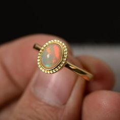 Natural Opal Ring Sterling Silver Yellow Gold Plated Unique Opal Ring, Unique Opal, Natural Opal Ring, October Birthstone Rings, White Opal Ring, Minimalist Engagement Ring, Ethiopian Opal Ring, Ring Opal, Fire Opal Ring