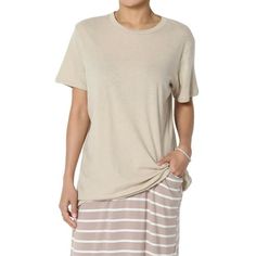 TheMogan Women's Casual Crew Neck Cotton Oversized Boyfriend T-Shirt Short Sleeve Tee A wardrobe-staple short sleeve boyfriend tee gets a contemporary update with an oversized boxy fit . Made from a pure stretch cotton jersey, it's a simple crew neck design with dropped shoulder seams. Pair yours with wide-leg pants for instant sophistication. Size: 2X.  Color: Beige.  Gender: female.  Age Group: adult. Oversized T Shirts, Boyfriend T Shirt, Boyfriend Tee, Knit Shirt, Casual Pullover, Oversized Tshirt, Women's Casual, Plus Size Tops, Neck Designs