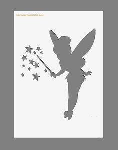 the silhouette of a tinkerbell with stars on it