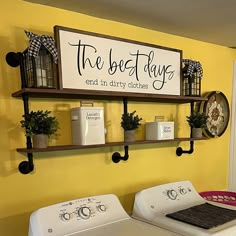 a washer and dryer are sitting next to each other in the laundry room