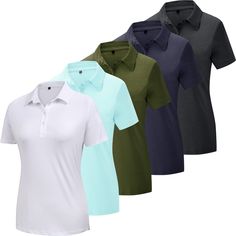 PRICES MAY VARY. Material: Our womens polo golf shirts are made of soft and breatable fabric, and it's strong and resistant to shrinking or stretching over time, making it great for long-lasting clothing items. Polyester dries quickly, making it great for athletic activities or outdoor wear where moisture management is important Size: XS to 2XL are available. Please check the size chart carefully before purchase to make sure that you take the most appropriate size Design: The four-button design Collared Tops For Golf, Collared Moisture-wicking Tops For Golf, Collared Moisture-wicking Golf Top, Moisture-wicking Collared Golf Tops, Golf Shirts Women, Womens Polo Shirts, Womens Golf Shirts, Shirts Short Sleeve, Womens Shirt