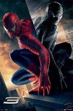 the amazing spider - man movie poster with an image of two men on top of a skyscraper