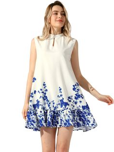 Shop Allegra K for floral printed ruffled hem sleeveless mini dress you are looking for, get more women's dresses for yourelf. Order now! Free Returns! Mini Dress White, Chunky Sandals, Tweed Dress, Sleeveless Mini Dress, Floral Printed, Dress White, Women's Dresses, Order Now, White And Black