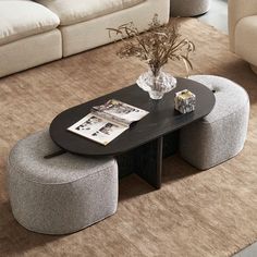 Hugg Nesting Rectangular Coffee Table | Castlery US Nesting Coffee Tables Living Room, Coffee Table With Ottomans, Ottoman With Table, Apartment Remodel, Home Theater Room, Ny Apartment, Dream Castle, Nesting Coffee Table, Apartment Vibes