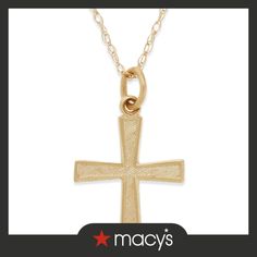 in stock Tarnish Resistant Cross Necklace For Formal Occasions, Tarnish-resistant Cross Necklace For Formal Occasions, Macy's Polished Finish Necklaces For Gifts, Formal Tarnish-resistant Cross Necklace, Fine Jewelry Tarnish Resistant Cross Pendant, 14k Gold Cross Necklace Tarnish Resistant, Classic Gold Jewelry From Macy's, Macy's Tarnish Resistant Jewelry Gift, Classic Yellow Gold Jewelry From Macy's