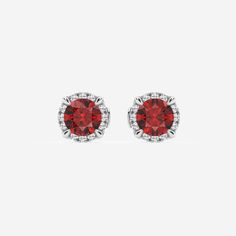 5.1 mm Round Created Ruby and 1/5 ctw Round Lab Grown Diamond Shadow Halo Stud Earrings 14K White Gold Halo Stud Earrings, Pearl And Diamond Earrings, Halo Earrings Studs, Pearl Diamond, Lab Grown, Colored Diamonds, Lab Grown Diamonds, Round Diamonds, Freshwater Pearls