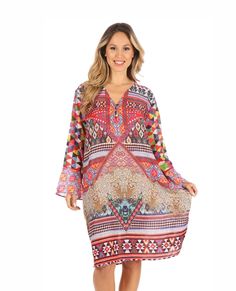 Ximena the perfect spring dress! 💕✨ Kaftan aztec pattern that is effortlessly beautiful! 😍 This gorgeous unique print is effortless at every angle. ⁠ ⁠ Let us know your favorite color! ✨Tap to shop the Ximena! ⁠ ⁠ ⁠ ⁠ ⁠ ⁠ ⁠ ⁠ #kaftandress #caftandress #printedfloraldresses #bellsleeve #printeddress #uniqueprint #wholesale #onlineboutique #retailboutique #summerdress #springdress #dresses #flowydress #amazonfinds #amazonpicks #aztecdress Multicolor Printed V-neck Boho Dress, Printed V-neck Dress For Festival, Vibrant Print V-neck Tunic, Printed V-neck Festival Dress, Multicolor Boho Print V-neck Dress, Multicolor Printed V-neck Dress, Fitted V-neck Bohemian Kaftan, Bohemian Multicolor Split Neck Dress, Pink Bohemian V-neck Dress