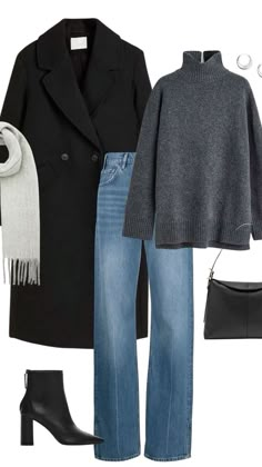 Winter Outfits Aesthetic Petite, Winter Study Outfit, Black Jacket Outfit Women Winter, Nyc Winter Packing List, London Work Outfit, Black Winter Coat Outfit, Winter Walk Outfit, Winter Europe Travel Outfits, Winter Corporate Outfit