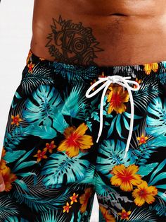 Make a splash this summer in our Tropical Print Swim Trunks With Pocket. Featuring a captivating tropical pattern, these swim trunks offer a fresh and stylish look for your beach adventures. The drawstring and pocket details add functionality, allowing you to adjust the fit and keep your essentials secure. Features: Pattern Type: Tropical, All Over Print Details: Drawstring, Pocket Type: Bottoms Bottom Type: Shorts Fabric: Non-Stretch Composition: 100% Polyester Size Chart(Inch): Size Bottoms Le Hawaiian Summer Shorts For Pool, Hawaiian Swim Trunks For Poolside Vacation, Hawaiian Style Swim Trunks For Summer Beach Party, Hawaiian Style Shorts For Pool Vacation, Summer Vacation Swim Trunks, Tropical Swim Trunks For Summer, Summer Tropical Print Swim Trunks For Poolside, Tropical Print Swim Trunks For Poolside Summer, Tropical Swim Trunks For Vacation