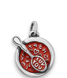 From James Avery&#x2C; the Sterling Silver and Enamel Alphabet Soup Charm features: Enamel Alphabet Soup Charm Few things in life evoke a nostalgic&#x2C; warm and cozy feeling quite like alphabet soup. Commemorate this childhood favorite with a hand-enameled charm from James Avery featuring sterling silver and vivid red enameling. It pairs well with other food-inspired or enameled designs. Don t miss the sweet message of love on the spoonProduct Specificat Sterling Silver Charms, James Avery Charm, James Avery Charm Bracelet, James Avery Bracelet, James Avery Rings, James Avery Charms, Pandora Bracelet Charms Ideas, Xoxo Jewelry, James Avery Jewelry